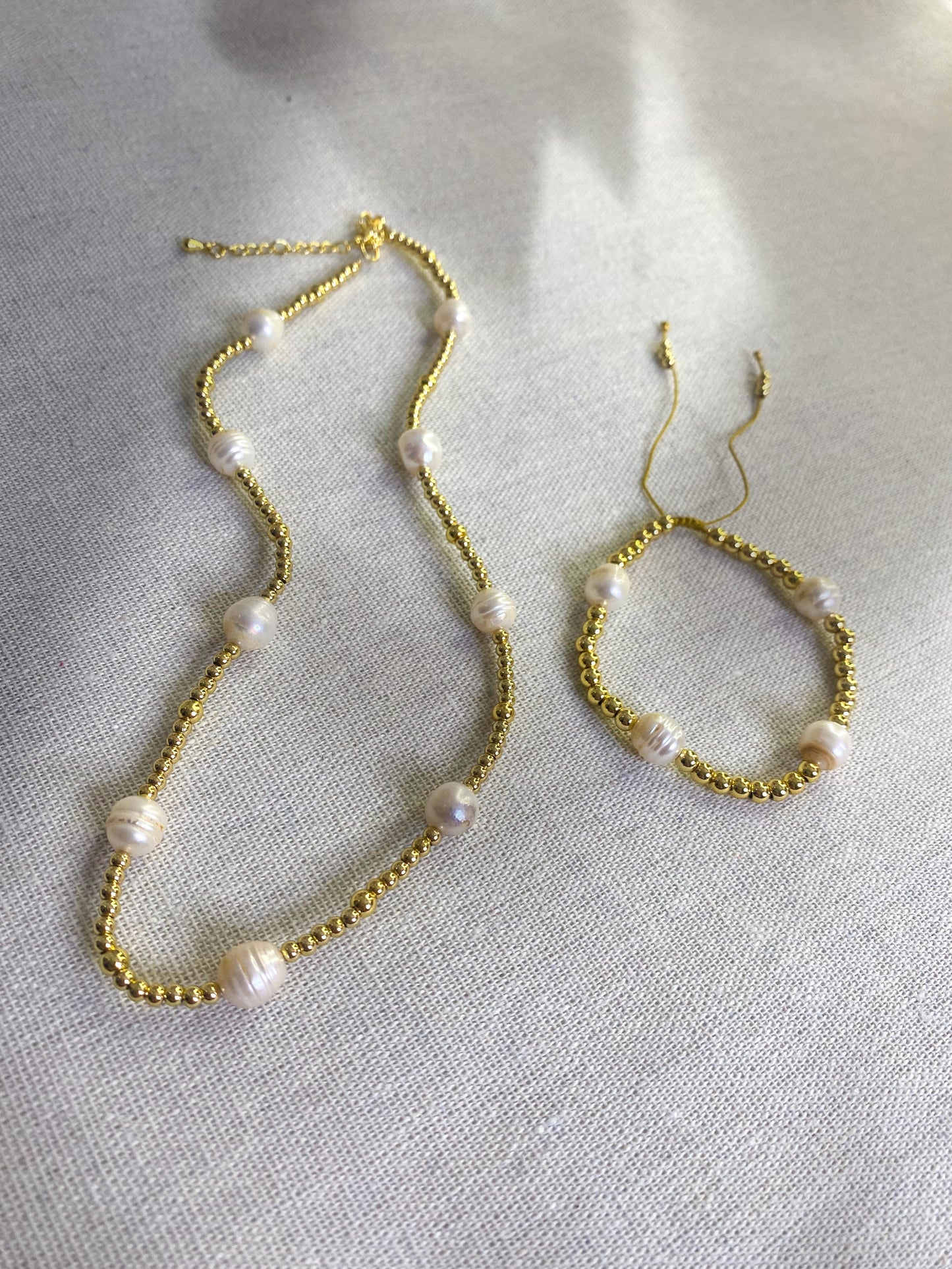 Pearl and Gold Bead Set